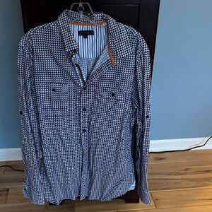 Classic Black and White Men's Button Down Shirt